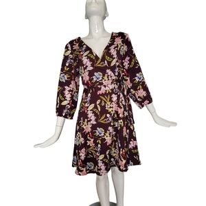 Modcloth Yumi Floral Faux Wrap Dress, VGUC, Size 10